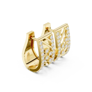 Geometric Linear Pavé-Set Round Brilliant Hoop Earrings