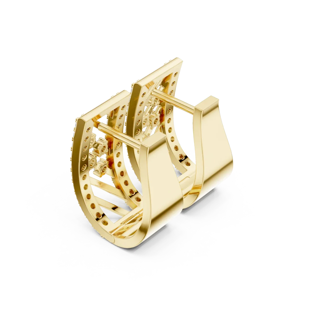 Geometric Linear Pavé-Set Round Brilliant Hoop Earrings - Image 3