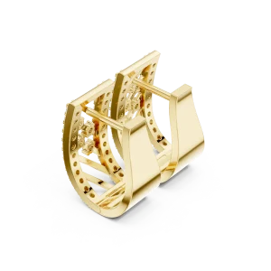 Geometric Linear Pavé-Set Round Brilliant Hoop Earrings - Image 3