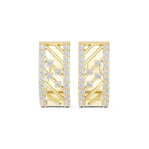 Geometric Linear Pavé-Set Round Brilliant Hoop Earrings - Image 2