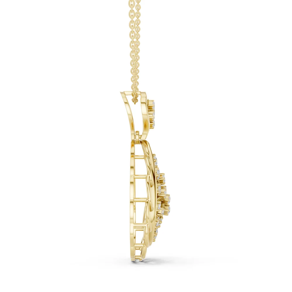 Ethereal Teardrop Pavé-Set Round Brilliant Modern Pendant - Image 4