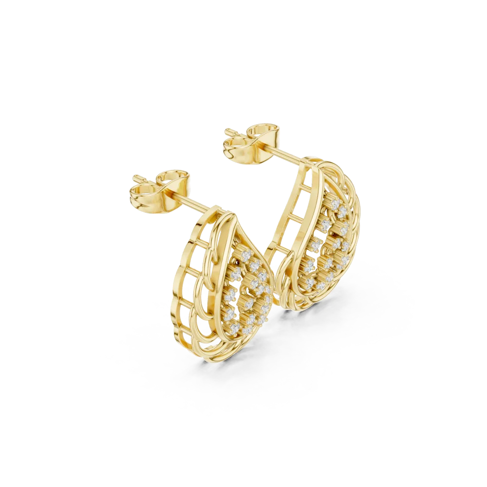 Elevate your ensemble with these architectural pavé-set DIAMEUR lab-grown diamond stud earrings. Experience modern luxury—shop this timeless pair now.