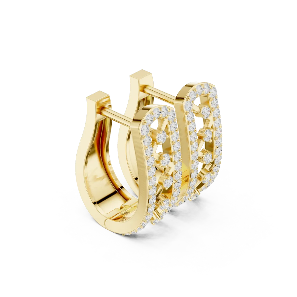 Discover the elegance of our pavé-set round DIAMEUR diamond hoops. A modern architectural classic designed for brilliance and everyday luxury.