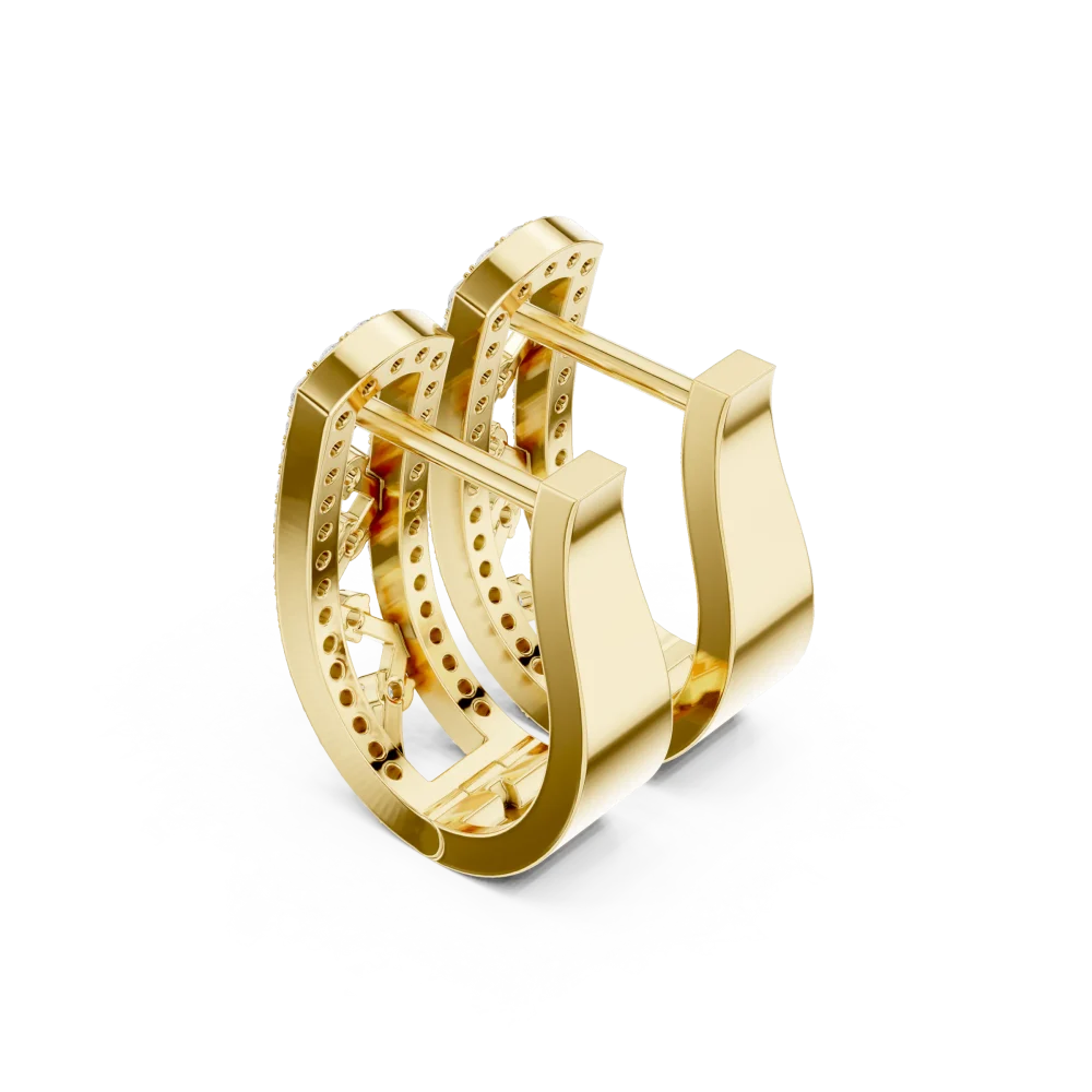 Luminary Pavé-Set Round Brilliant Geometric Hoop Earrings - Image 3