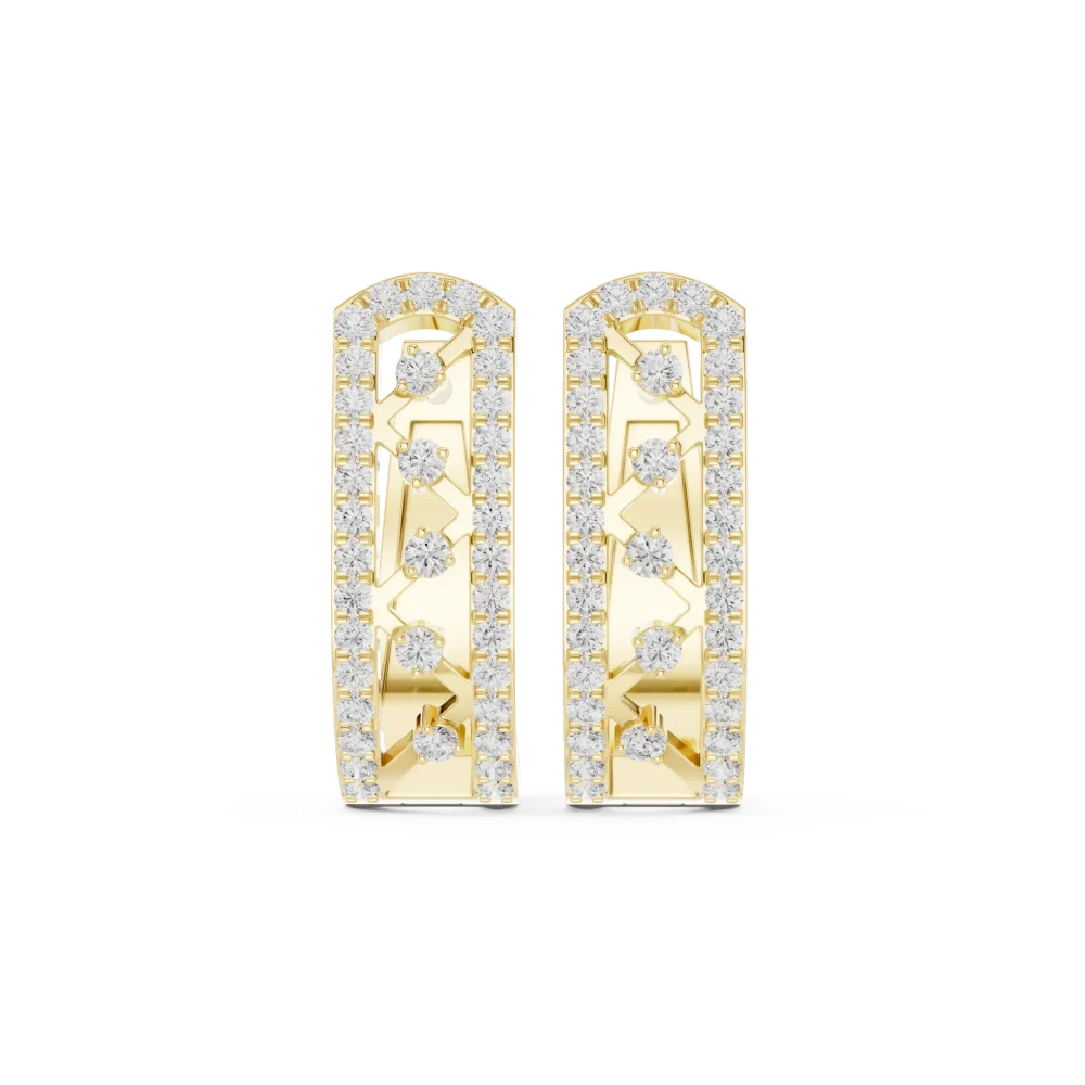 Luminary Pavé-Set Round Brilliant Geometric Hoop Earrings - Image 2