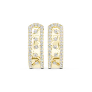 Luminary Pavé-Set Round Brilliant Geometric Hoop Earrings - Image 2
