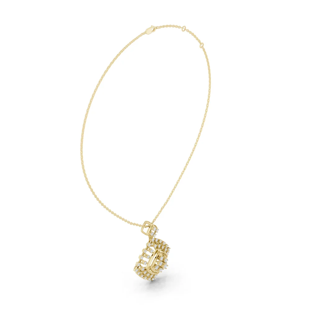 Luminary Geometric Round Brilliant Pavé-Set Pendant - Image 2