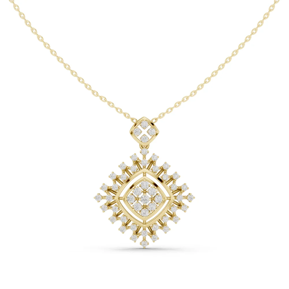 Luminary Geometric Round Brilliant Pavé-Set Pendant - Image 3