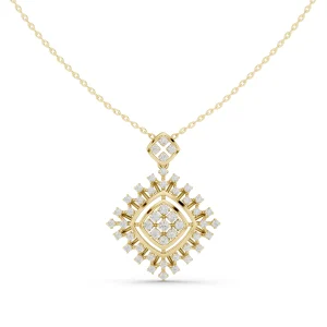 Luminary Geometric Round Brilliant Pavé-Set Pendant - Image 3