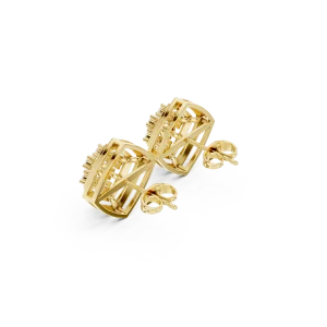 Geometric Symmetry Round Brilliant Pavé-Set Stud Earrings - Image 3