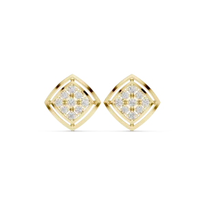 Geometric Symmetry Round Brilliant Pavé-Set Stud Earrings - Image 2