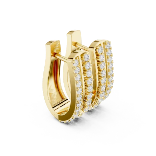 Luminary Triple-Row Pavé-Set Round Cut Hoop Earrings