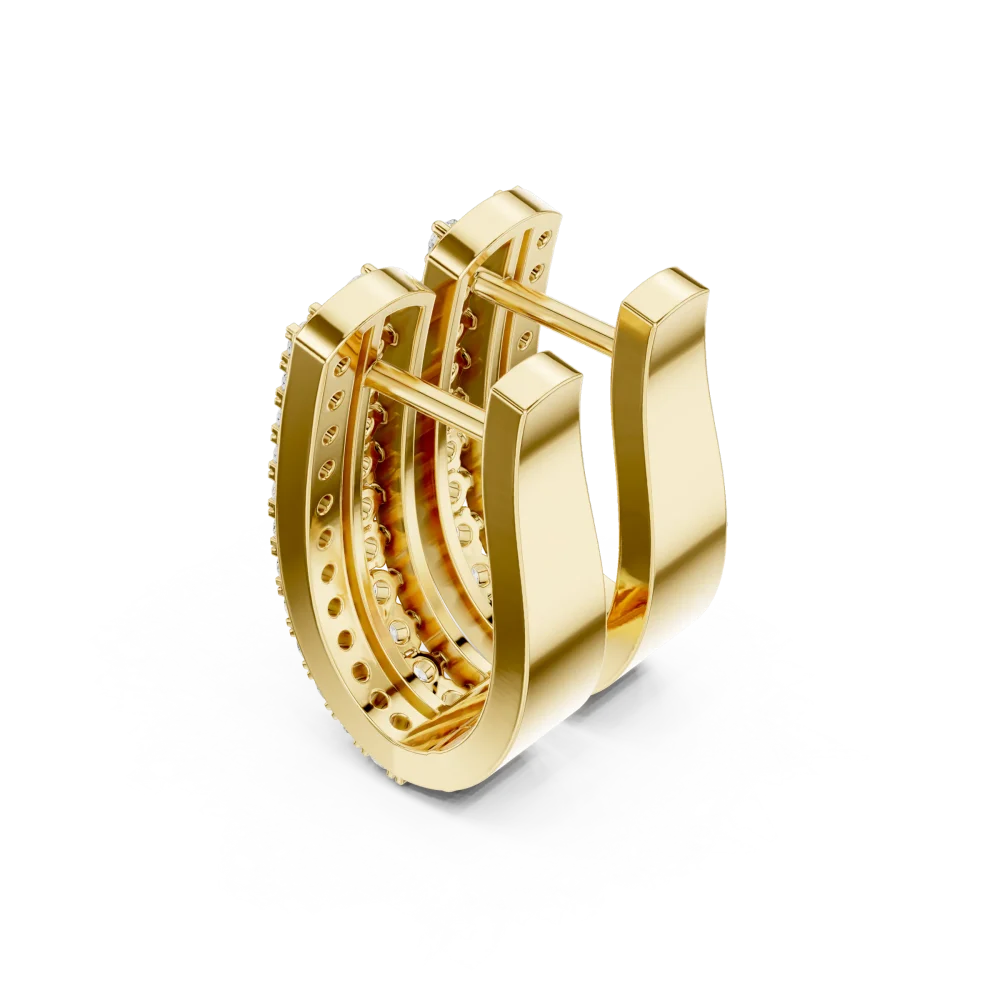 Luminary Triple-Row Pavé-Set Round Cut Hoop Earrings - Image 3