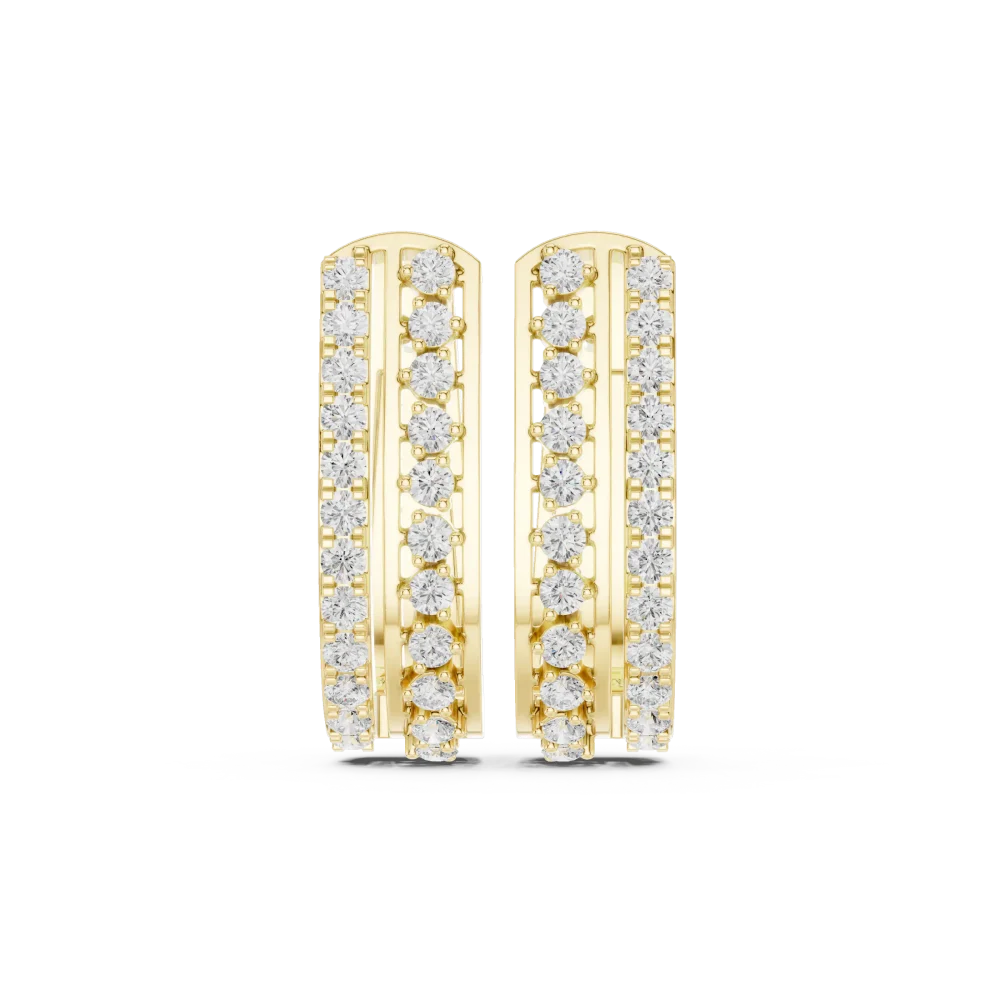 Luminary Triple-Row Pavé-Set Round Cut Hoop Earrings - Image 2