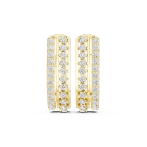 Luminary Triple-Row Pavé-Set Round Cut Hoop Earrings - Image 2