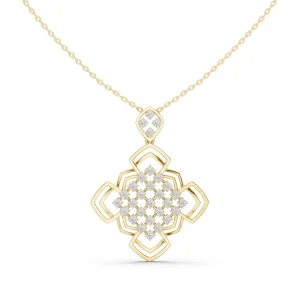 Luminary Round Geometric Lattice Diamond Pendant