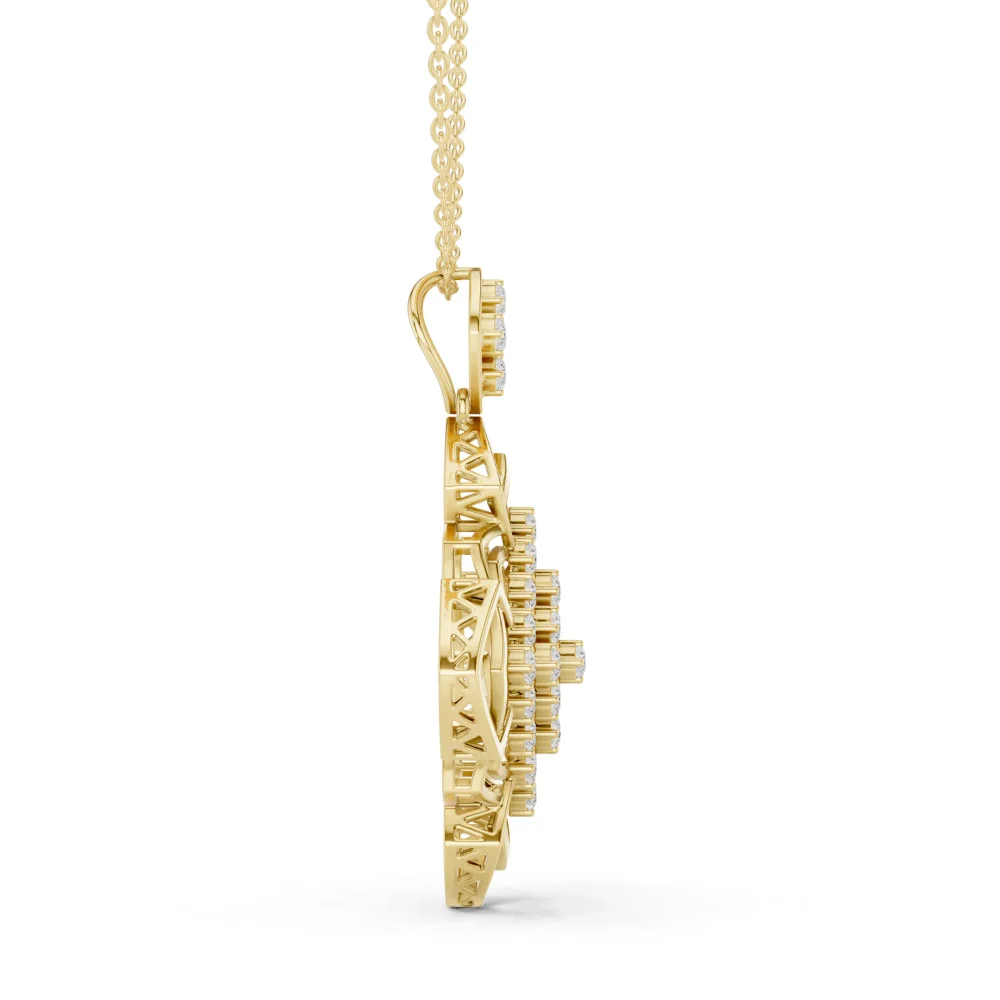 Luminary Round Geometric Lattice Diamond Pendant - Image 4