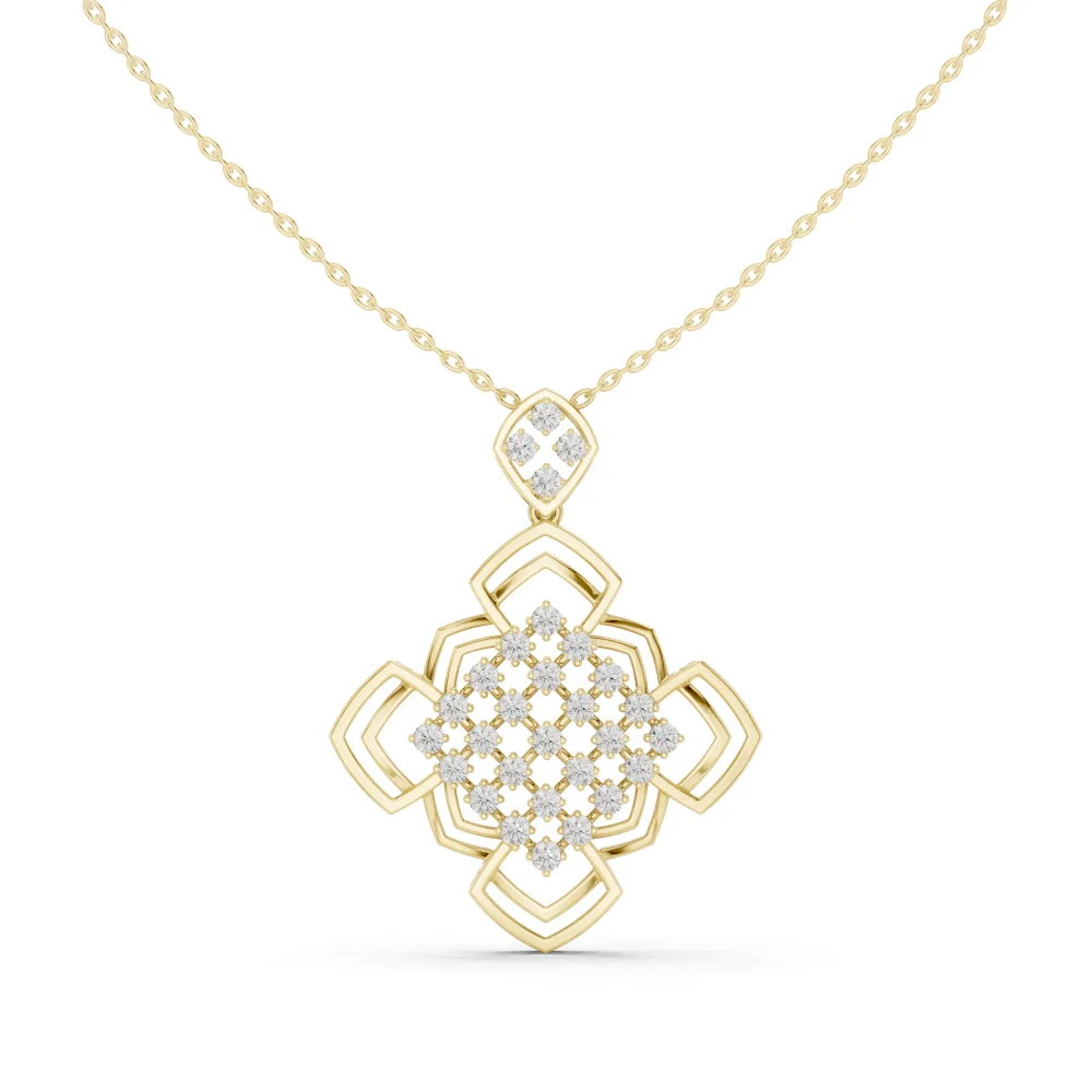 Luminary Round Geometric Lattice Diamond Pendant - Image 3
