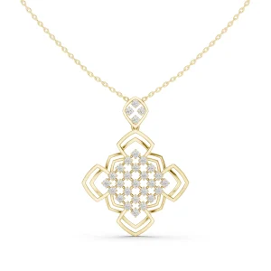 Luminary Round Geometric Lattice Diamond Pendant - Image 3