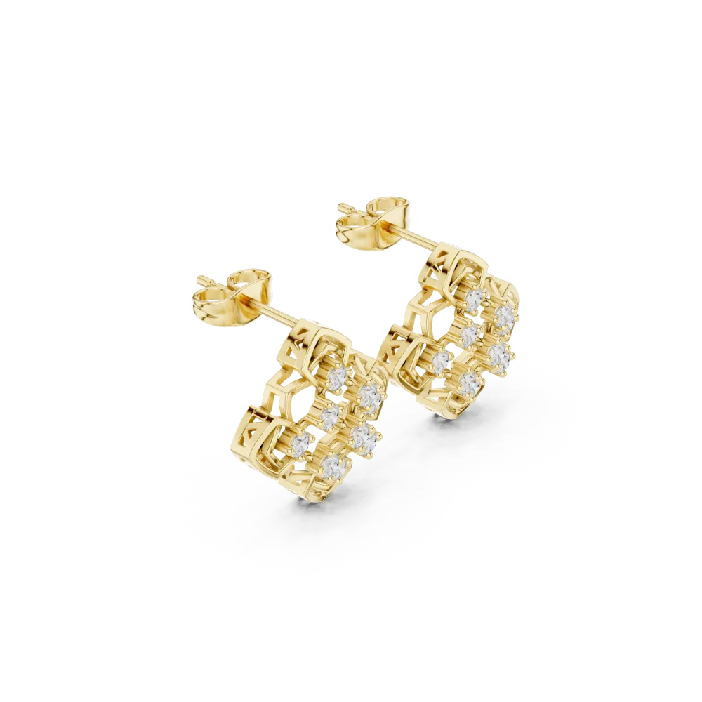 Discover the bold elegance of these geometric stud earrings, featuring brilliant DIAMEUR lab-grown diamonds. Elevate your style—shop the collection.