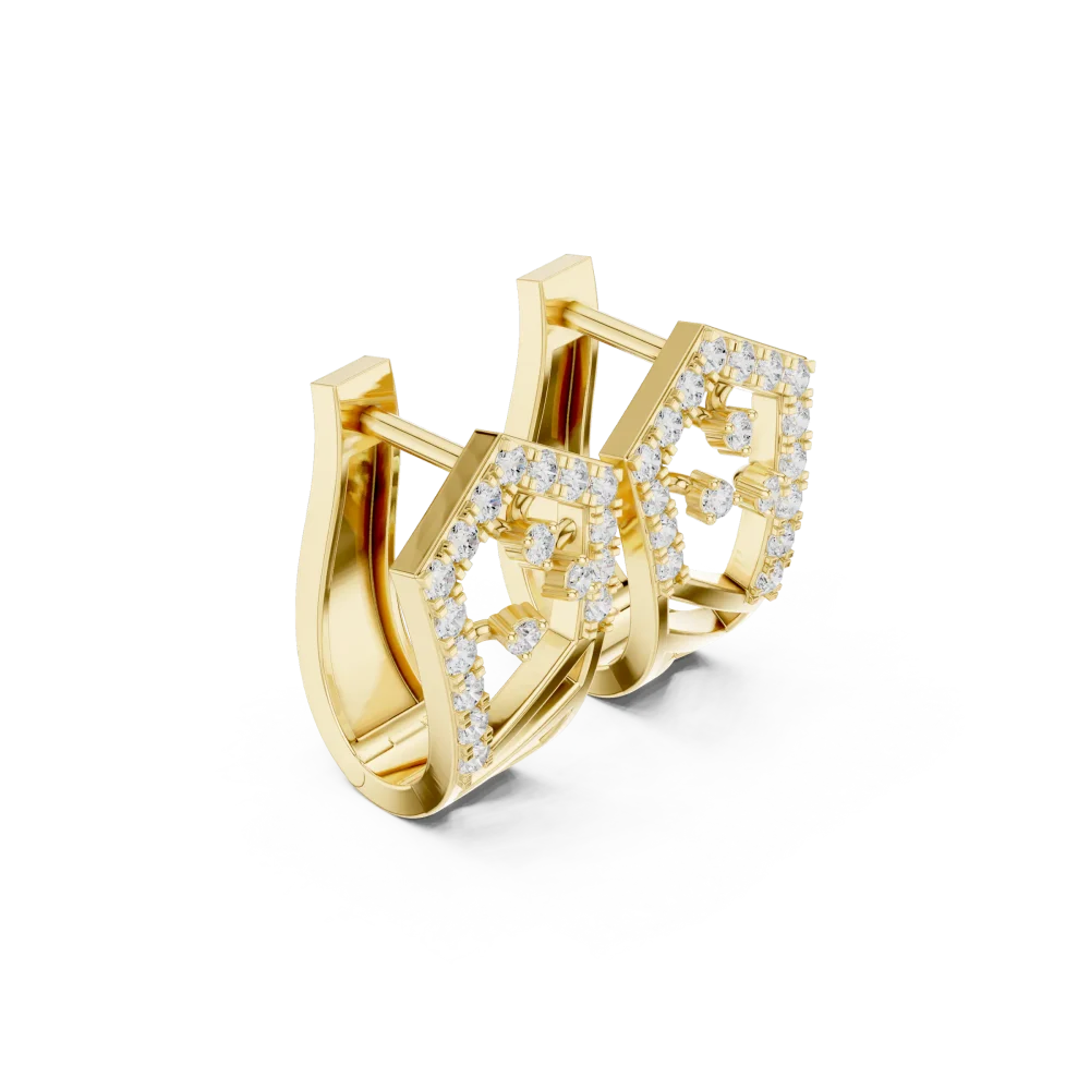 Discover brilliance with these architectural pavé-set stud earrings. Featuring high-quality DIAMEUR diamonds for radiant, sustainable luxury.