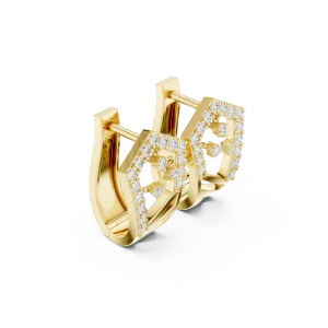 Geometric Round Cut Pavé-Set Architectural Stud Earrings