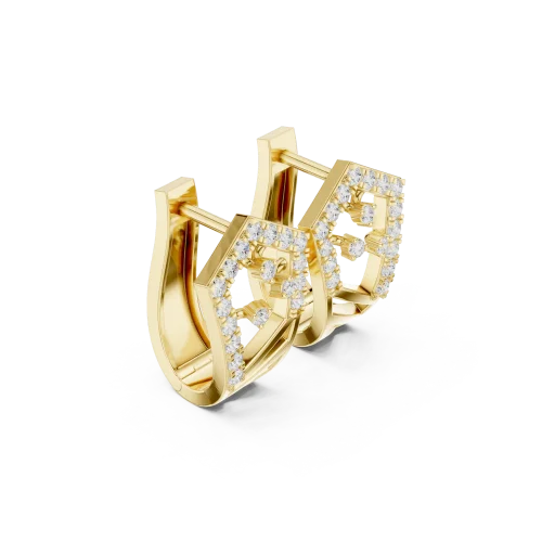 Geometric Round Cut Pavé-Set Architectural Stud Earrings
