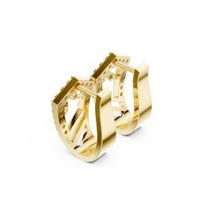 Geometric Round Cut Pavé-Set Architectural Stud Earrings - Image 3