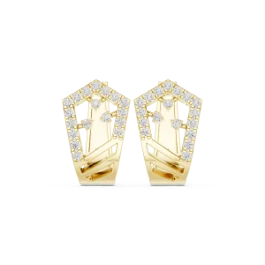Geometric Round Cut Pavé-Set Architectural Stud Earrings - Image 2