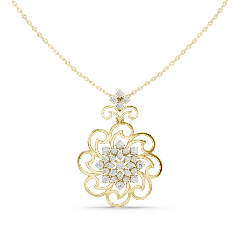 Experience radiant elegance with this floral DIAMEUR diamond pendant. Expertly handcrafted for brilliant light performance. Elevate your style today.