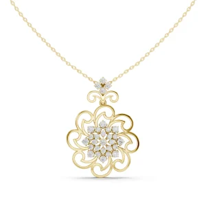 Luminary Round Pavé-Set Floral Statement Pendant