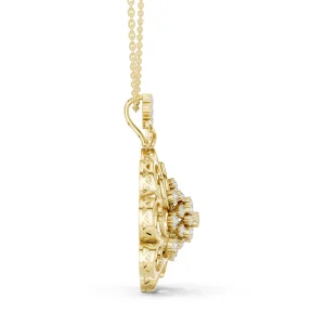 Luminary Round Pavé-Set Floral Statement Pendant - Image 3