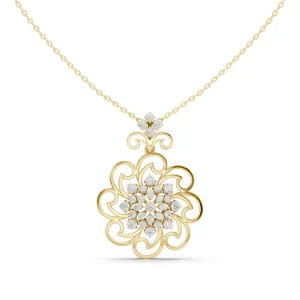 Luminary Round Pavé-Set Floral Statement Pendant - Image 4