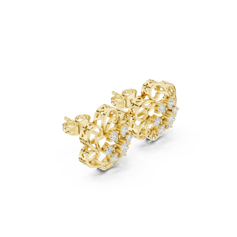 Discover the radiant beauty of these floral-inspired DIAMEUR diamond stud earrings. Handcrafted for brilliance, they are your perfect daily luxury.