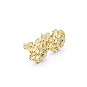 Luminary Round Brilliant Floral Silhouette Stud Earrings