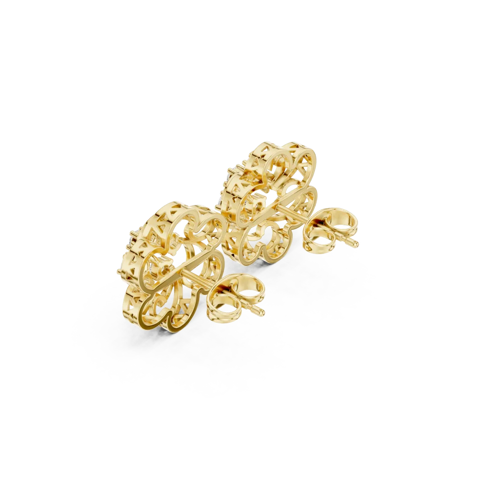 Luminary Round Brilliant Floral Silhouette Stud Earrings - Image 3