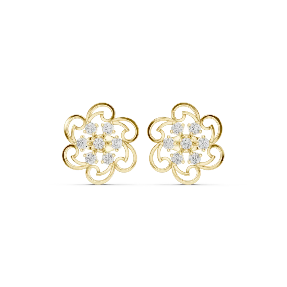 Luminary Round Brilliant Floral Silhouette Stud Earrings - Image 2
