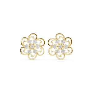 Luminary Round Brilliant Floral Silhouette Stud Earrings - Image 2