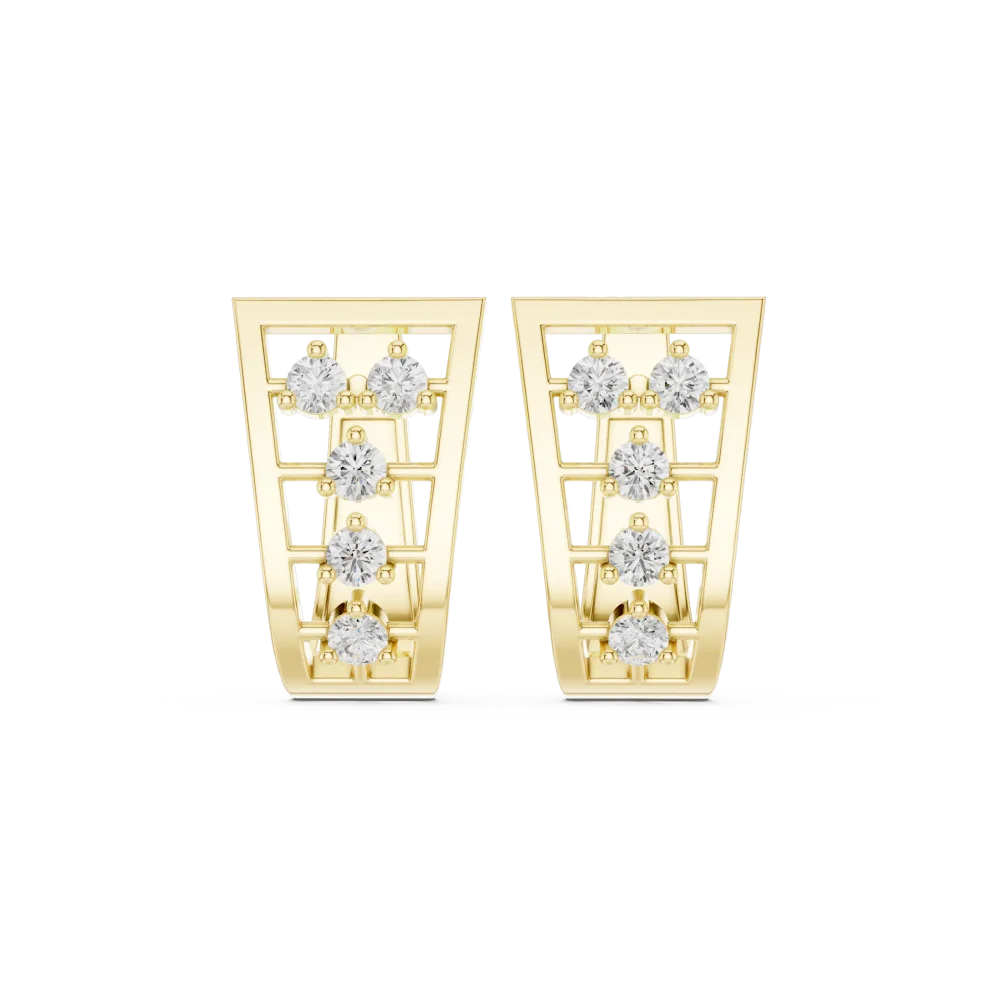 Luminary Round Brilliant Geometric Statement Stud Earrings - Image 2