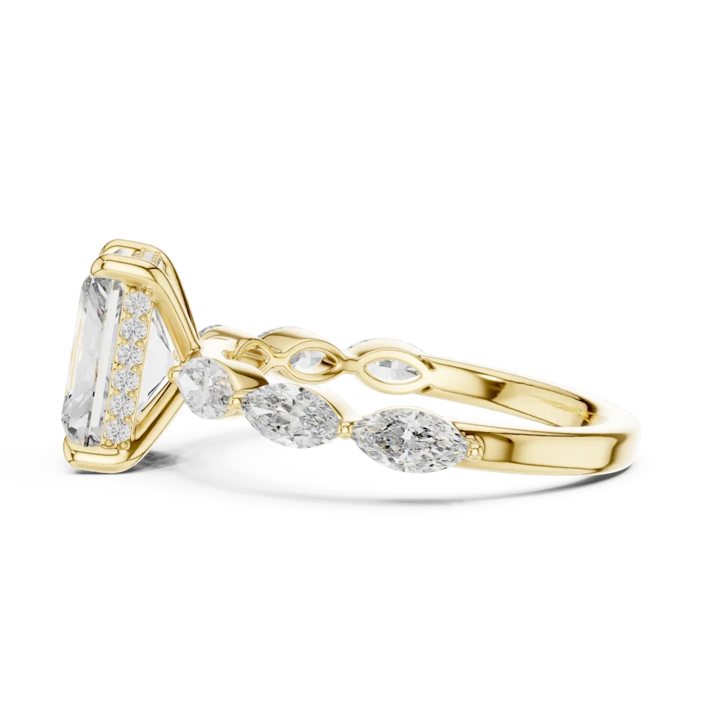 Radiant Ethereal Marquise Accent Three-Stone Solitaire Ring - Image 4