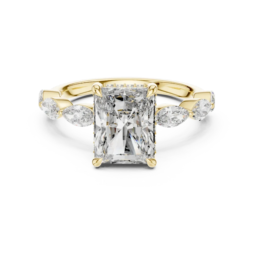 Radiant Ethereal Marquise Accent Three-Stone Solitaire Ring - Image 2