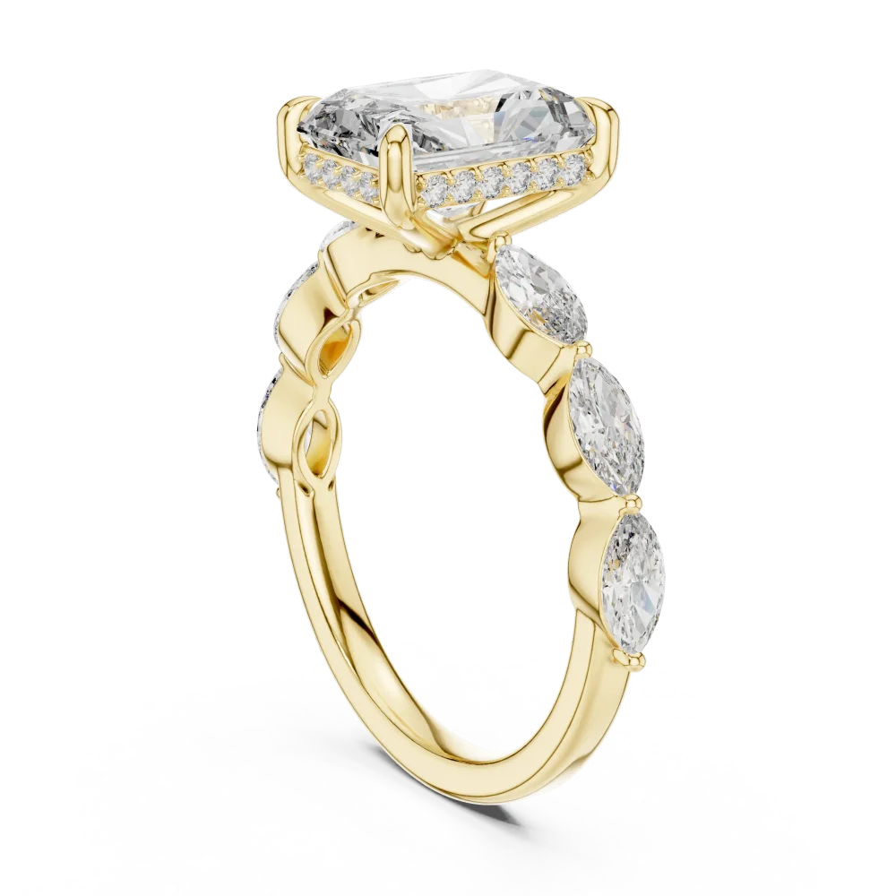 Radiant Ethereal Marquise Accent Three-Stone Solitaire Ring - Image 3