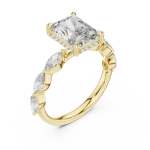 Radiant Ethereal Marquise Accent Three-Stone Solitaire Ring