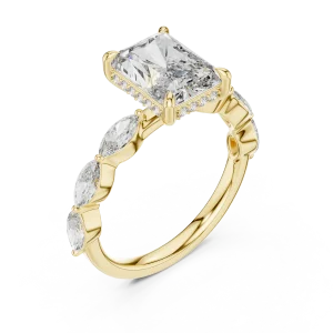 Radiant Ethereal Marquise Accent Three-Stone Solitaire Ring