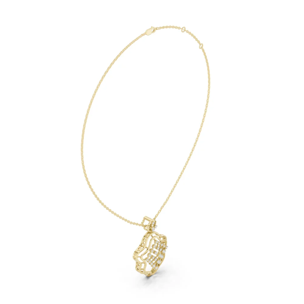 Luminary Geometric Lattice Round Brilliant Diamond Pendant - Image 2