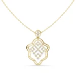 Luminary Geometric Lattice Round Brilliant Diamond Pendant