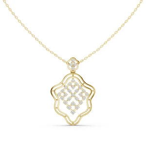 Luminary Geometric Lattice Round Brilliant Diamond Pendant