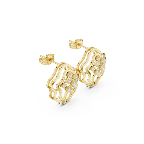 Symmetry Geometric Round Cut Pavé-Set Stud Earrings