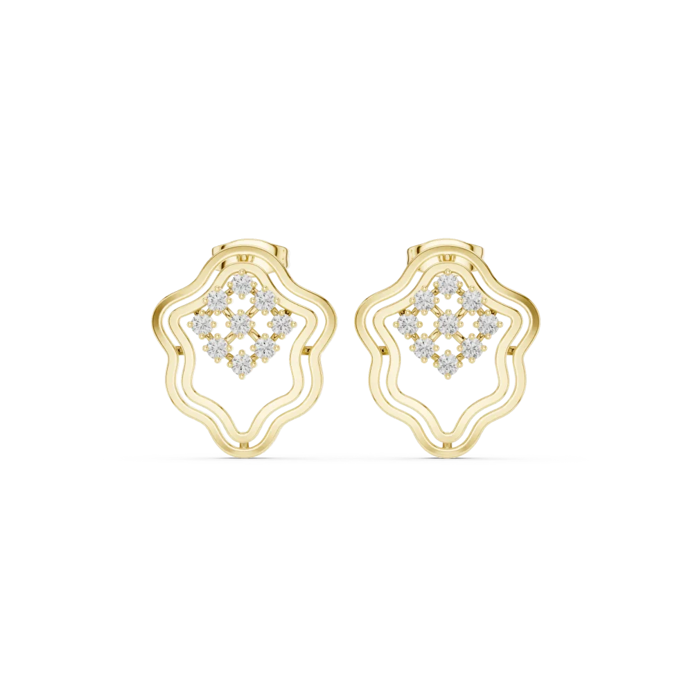 Symmetry Geometric Round Cut Pavé-Set Stud Earrings - Image 2