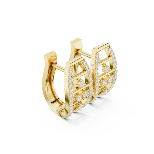 Architectural Round Brilliant Pavé-Set Hoop Earrings